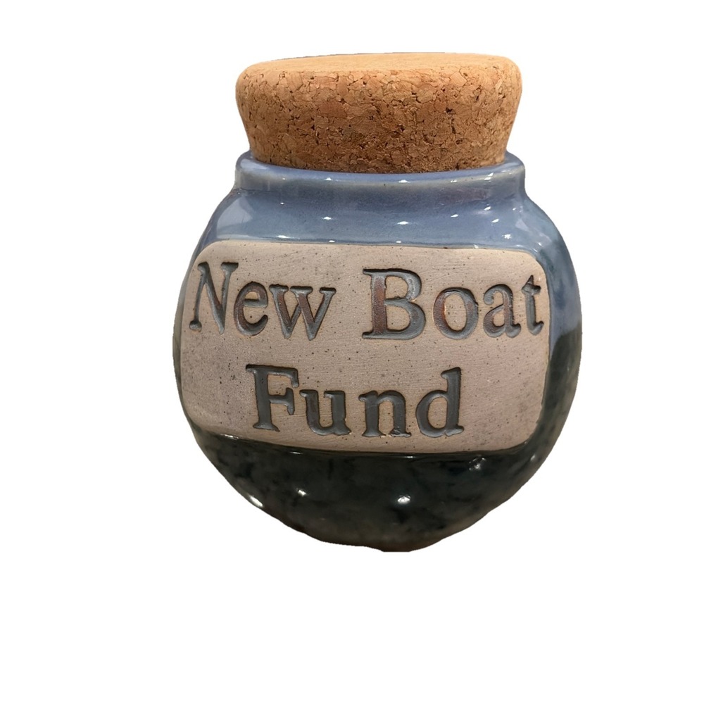 Tumbleweed Pottery Fund Jar Ceramic Pot Bank Boat Fund Decor Coastal NEW